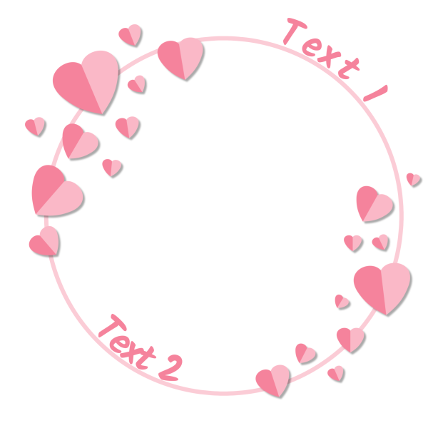 Circle Heart 4: Pink Circle with Heart Symbols and your personal text