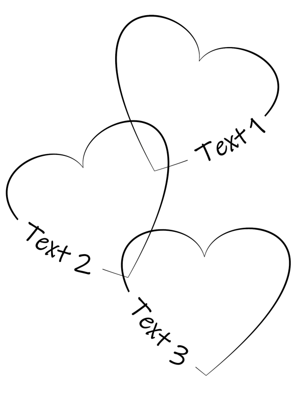 Three Hearts 5: Three Heart Symbols with your personal text in each heart
